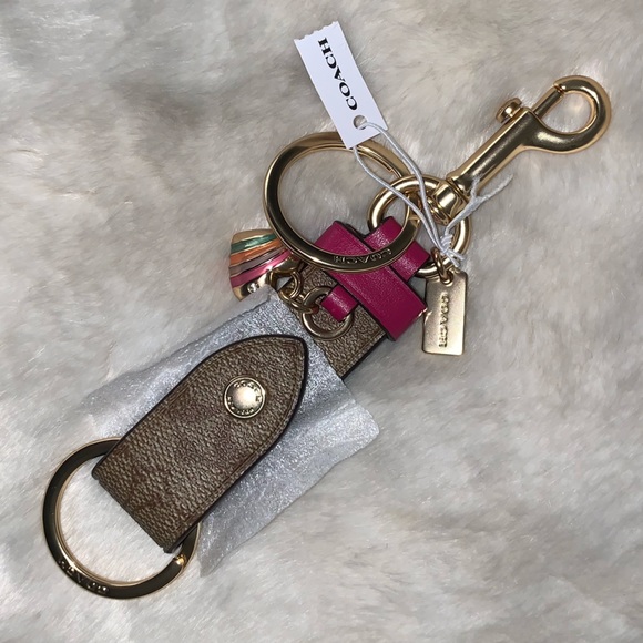 NEW! COACH Trigger Snap Bag Charm Double End Valet Key Ring Rainbow Heart NWT! - Picture 10 of 16
